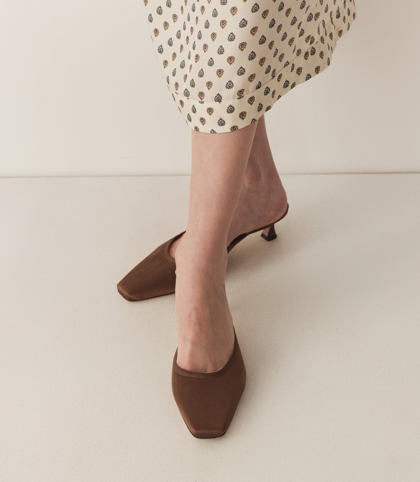 LUMA HEEL -- CHOCOLATE SATIN